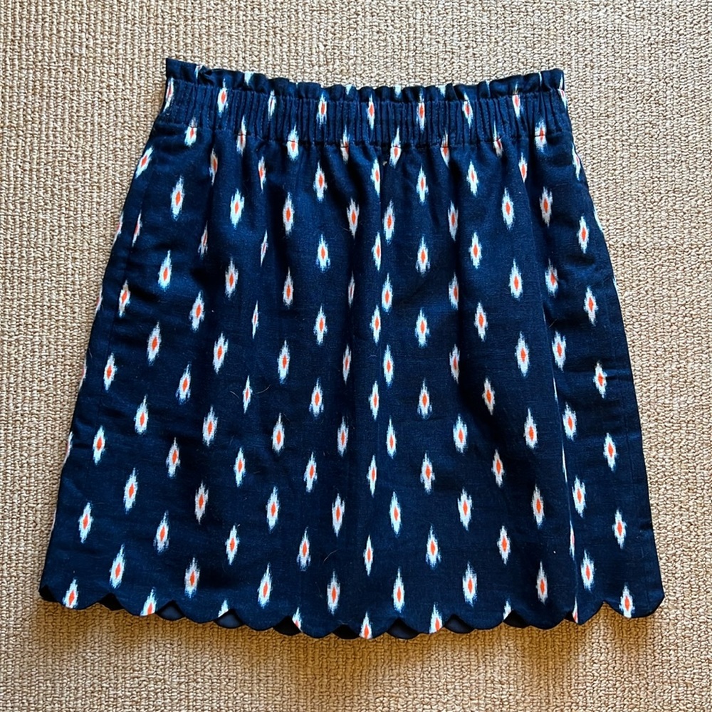 J. Crew factory cotton linen scalloped skirt